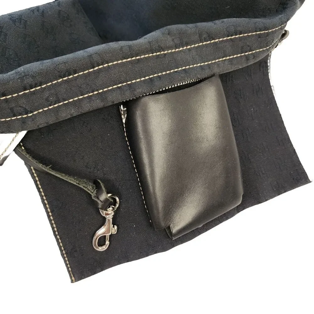 Dooney & Bourke Black Shoulder Bag Purse Handbag DB Logo Canvas Leather Strap